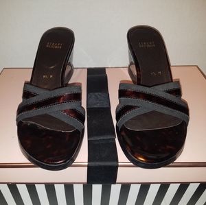 Stuart Weitzman Tortoise Shell Wedge Sandals